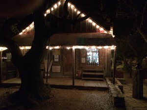 Post office/General Store/Bar at night.