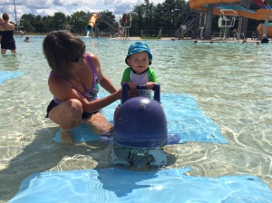 It was very warm on Monday, so we decided on a pool day! Logan having a blast with Grams.
