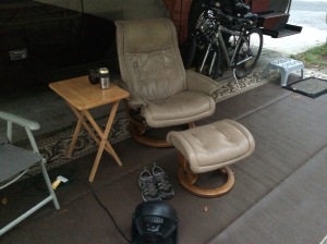 The original chair form the RV now on the patio (later moved to storage.)