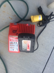 Drill battery works great...the blower does run it down quite fast, so I will invest in another larger battery in the future.